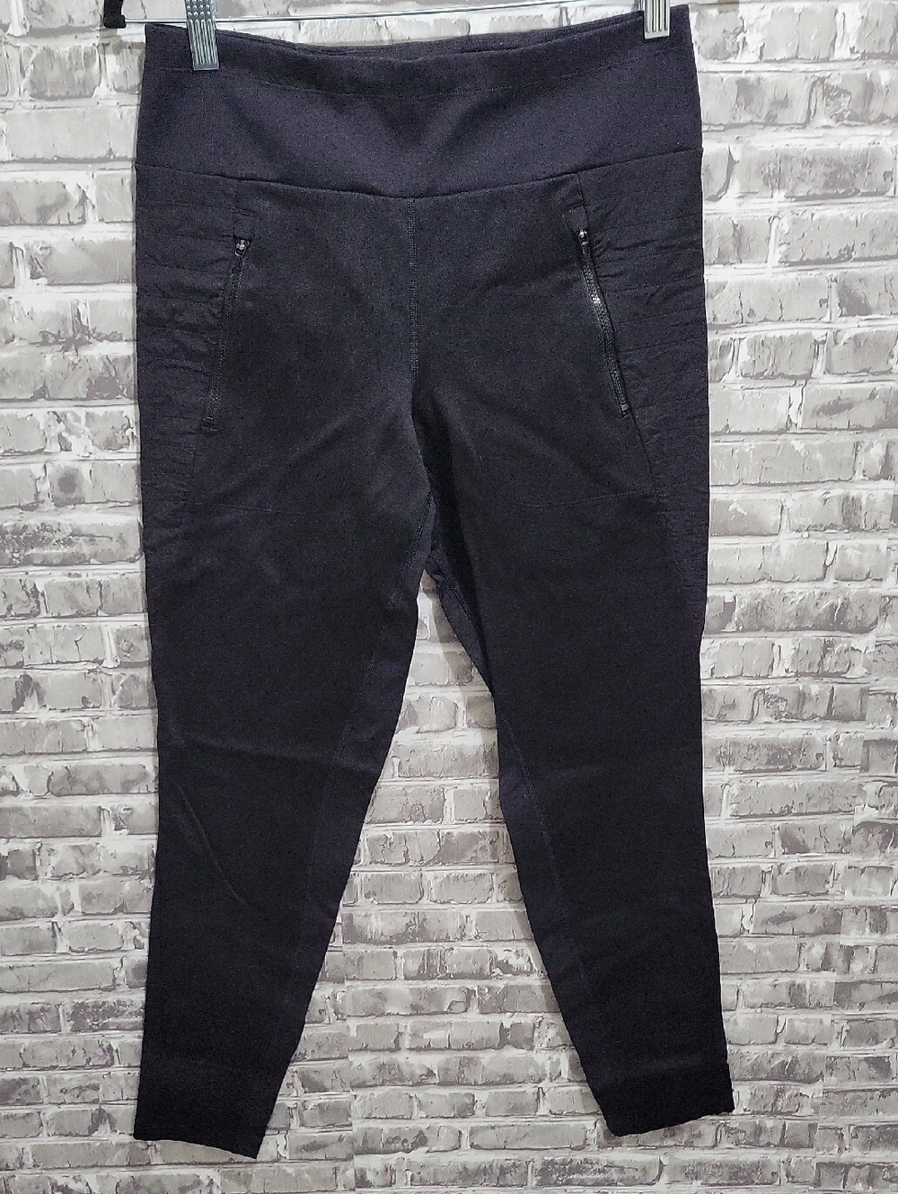 Athleta Peak Hybrid Fleece Tight Pants Black, Zip Pockets Womens M, Performance